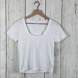 BP White Crop Top with black polka dots